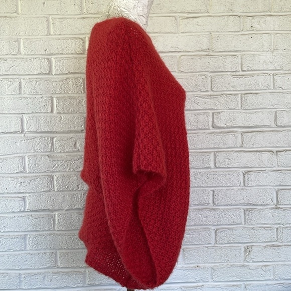 Wooden Ships Red Open Weave Dolman Batwing Sleeve Pullover - Picture 4 of 10